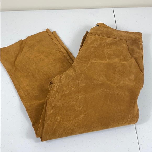 Express 100% Leather Suede Straight Leg Crop Pant - Picture 4 of 7